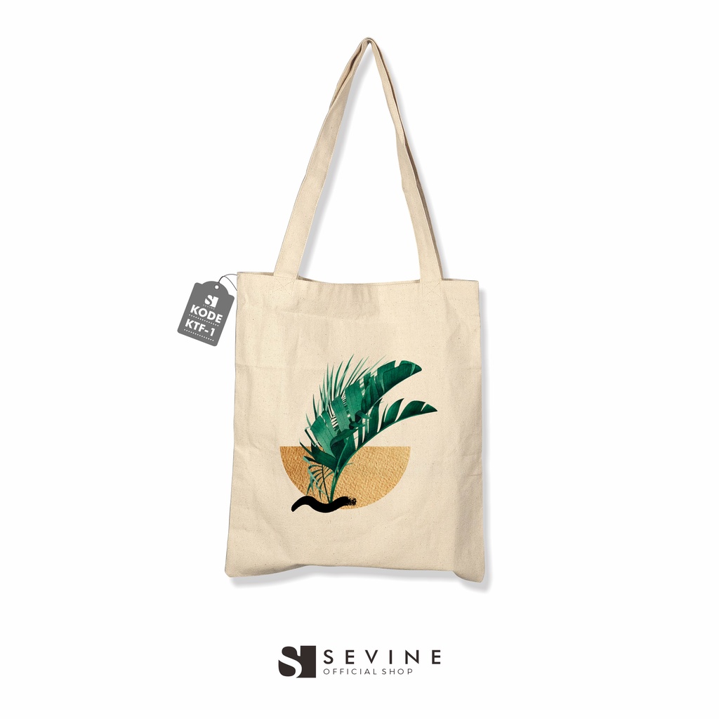 Sevine Tote Bag  Kanvas Tas Fashion Totebag Wanita DTF Printing Tropical Aesthetic Series - KVT 2