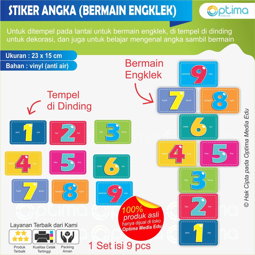 

STIKER BELAJAR ANGKA, BISA UNTUK BERMAIN ENGKLEK, DITEMPEL DI DINDING, ATAU DI PAPAN