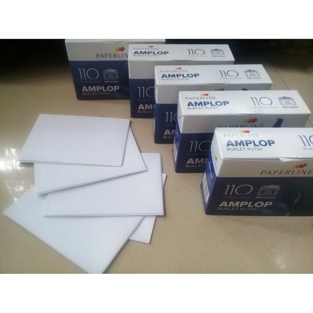 

Amplop Buklet 110pps Putih 114x162mm 80gsm 100 lbr - Paperline