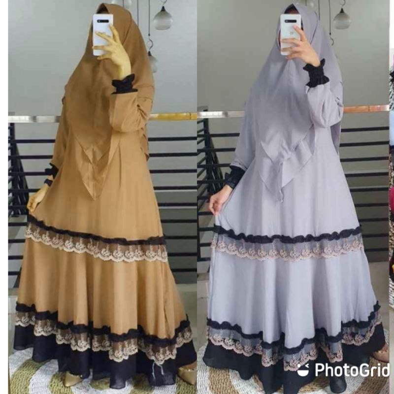 Gamis jersey rempel V .terbaru.BUSUi lemon skin (tanpa hijab)