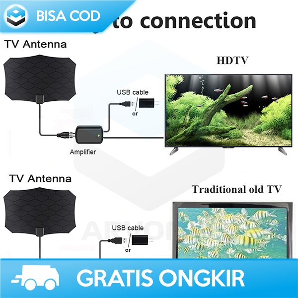 ANTENA TV DIGITAL DVB-T2 TAFFWARE DENGAN AMPLIFIER SIGNAL BOOSTER ORII