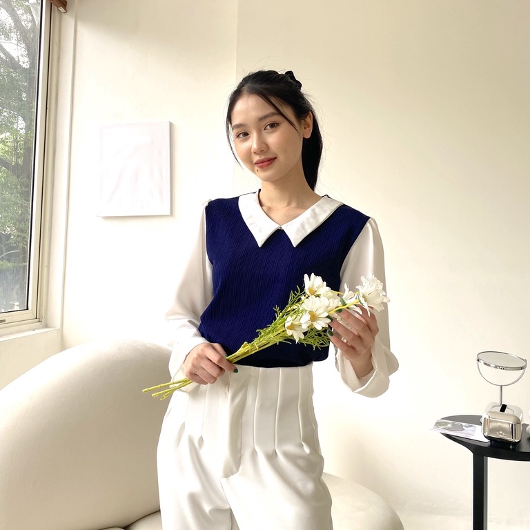 Rosie Collar Top - Tops Wanita - Korean Blouse Wanita