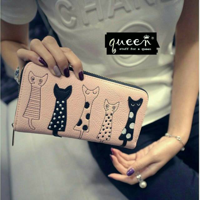 DOMPET WANITA KUCING BERJEJER - Dompet panjang wanita KOREAN FASHION WALLET