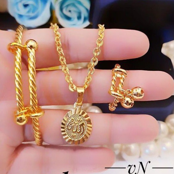 Xuping Set Perhiasan lapis Emas 24K Terlaris 3380f