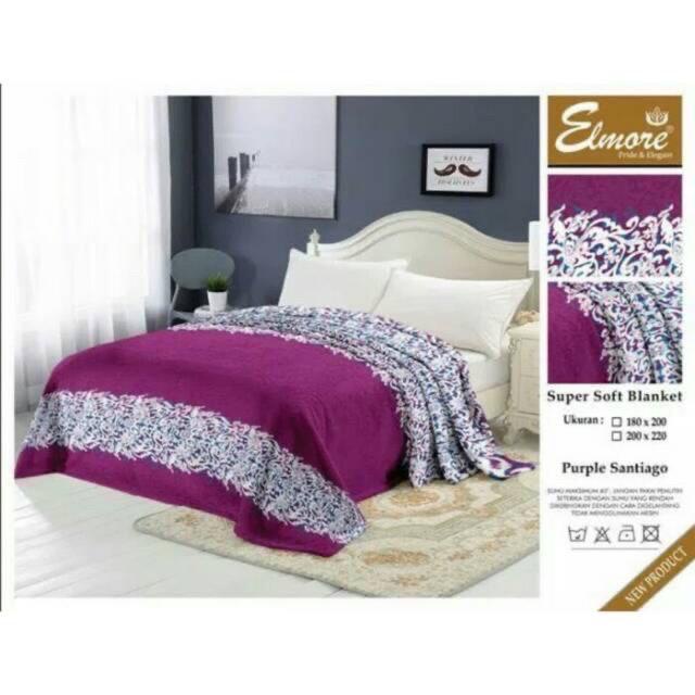 Selimut Dewasa Bulu Flanel Halus Tebal Jumbo Premium Motif Bunga / Floral Merk Elmore Ukuran 180x200 &amp; 200x220