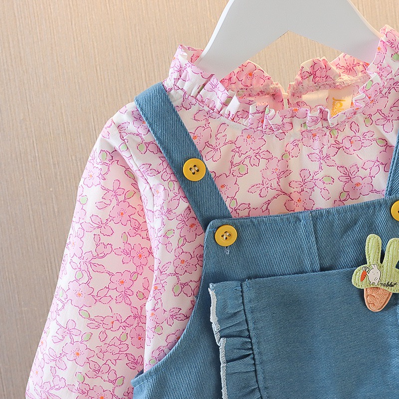 【Happy Baby】0- 4Tahun QZ-71 Setelan Terusan Soft &amp; Elegant Dress Bahan Jeans  Ringan