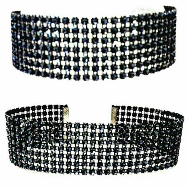 Extra Wide 7 Row Black Diamond Choker