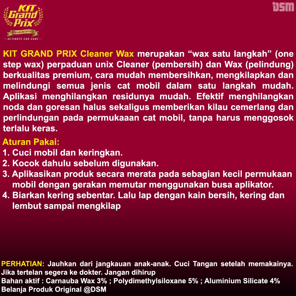 KIT Grand Prix Premium Series - Cleaner Wax / Carnauba Wax / DSM