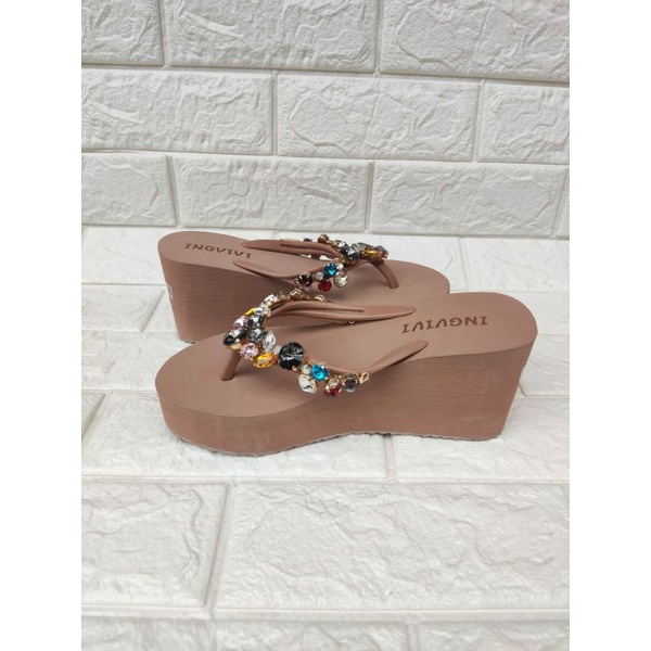 NEW!! SANDAL JEPIT INGVIVI WEDGES 7,5cm WOMEN WEDGE SANDALS