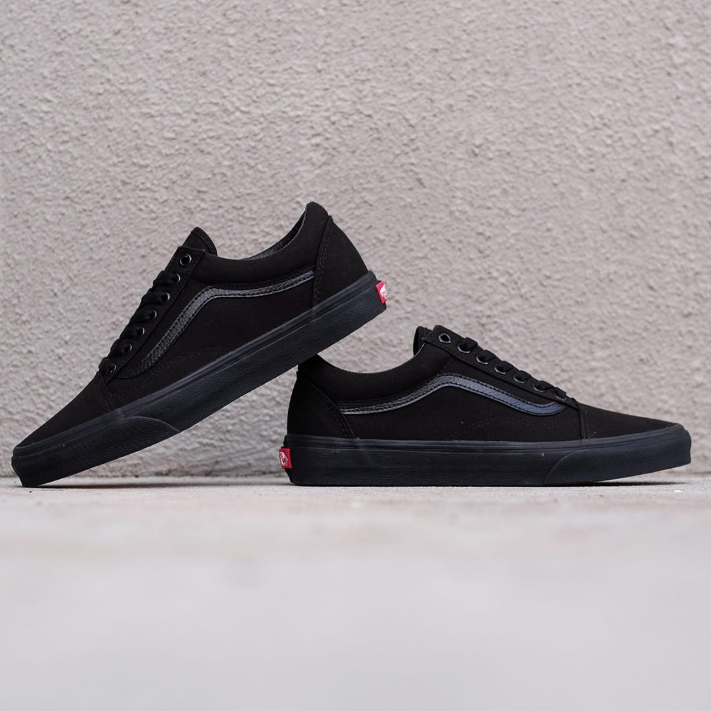 Sepatu Sneakers VANS OLD SKOOL FULL BLACK REAL PICT