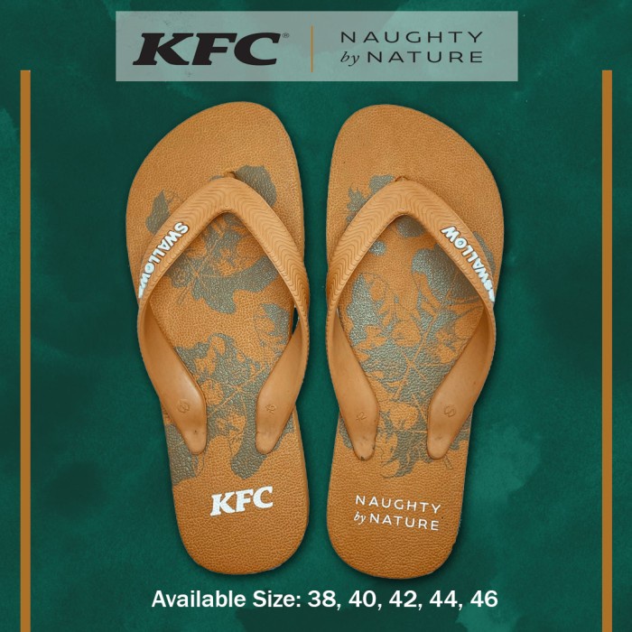 PROMO SANDAL SWALLOW x KFC Naughty by Nature TYPE YELLOW LEAF - WARNA BROWN - 38