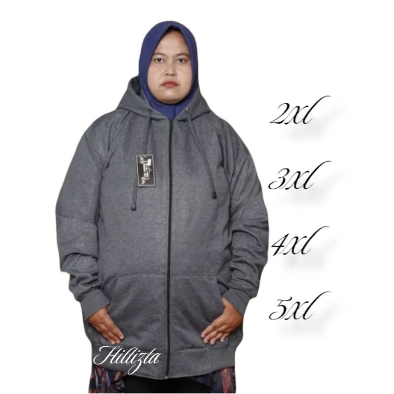 JAKET HOODIE ZIPPER JAKET POLOS SWEATER RESLETING PERIA WANITA UNISEX 2XL 3XL 4XL 5XL JUMBO