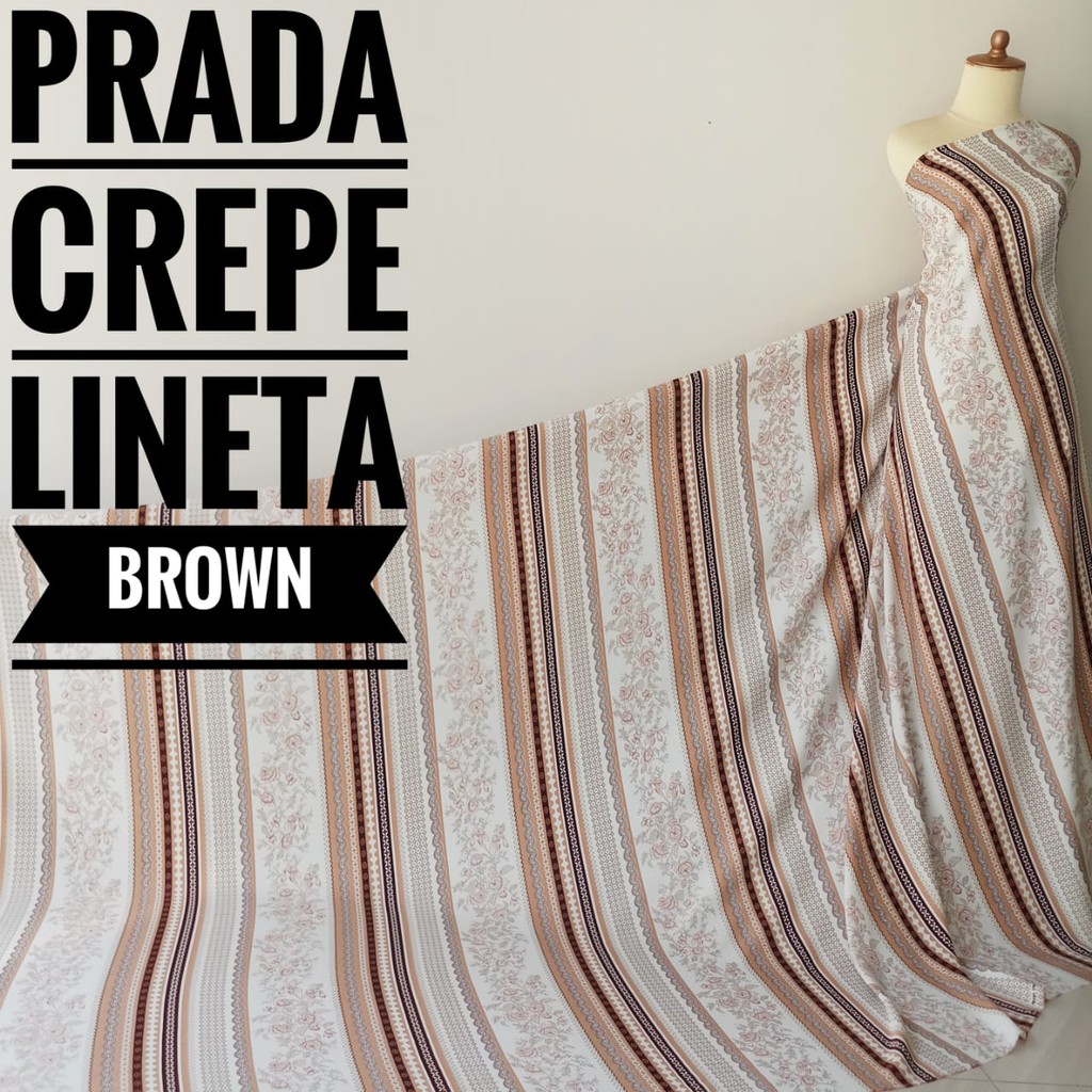 Kain Meteran Prada Crepe Lineta Brown (0.5M)