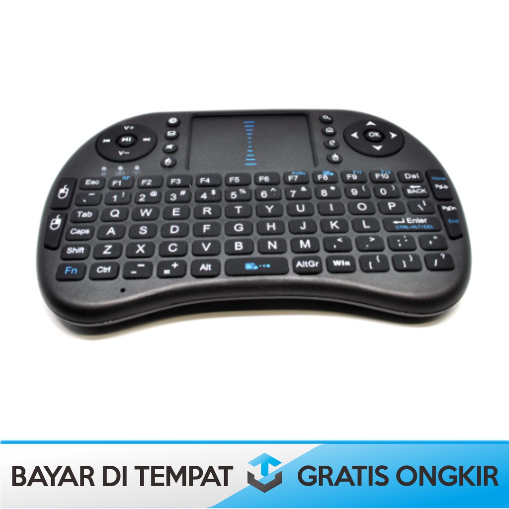 KEYBOARD WIRELESS 2.4GHz MINI DENGAN TOUCHPAD TAFFWARE I8 WARNA HITAM