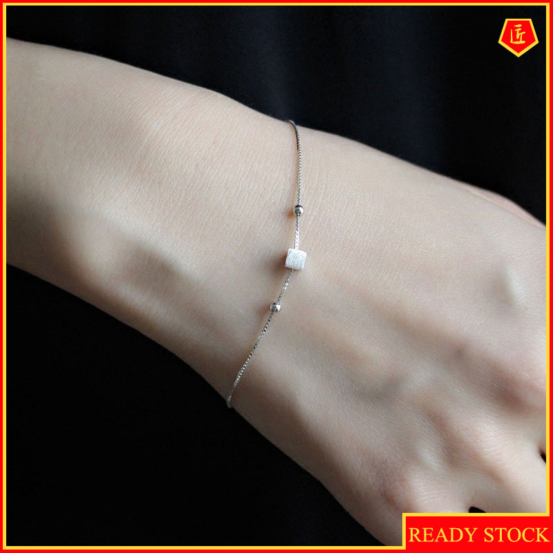 [Ready Stock]Fashionable Simple and Cute Small Square Sliver Beads Plated S925 Sterling Silver Bracelet