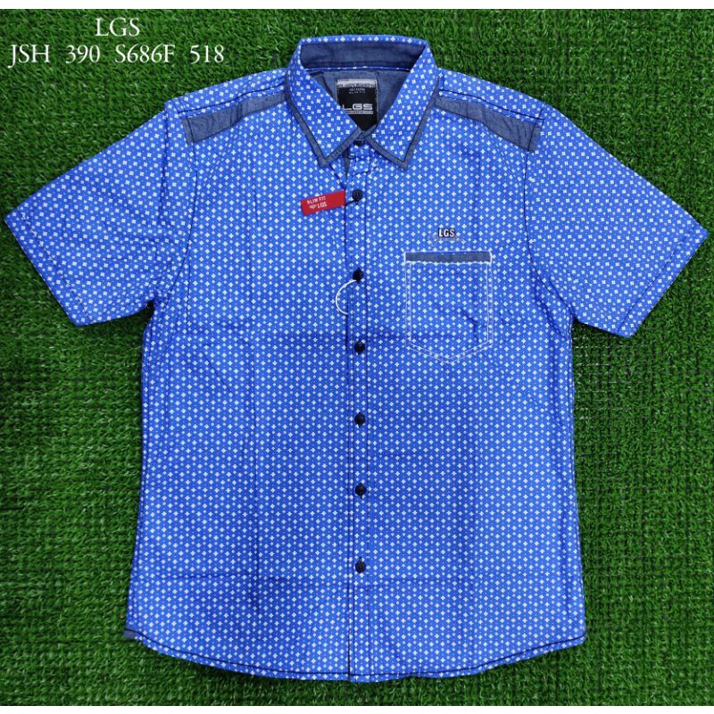 Kemeja slimfit casual lengan pendek merk LGS original