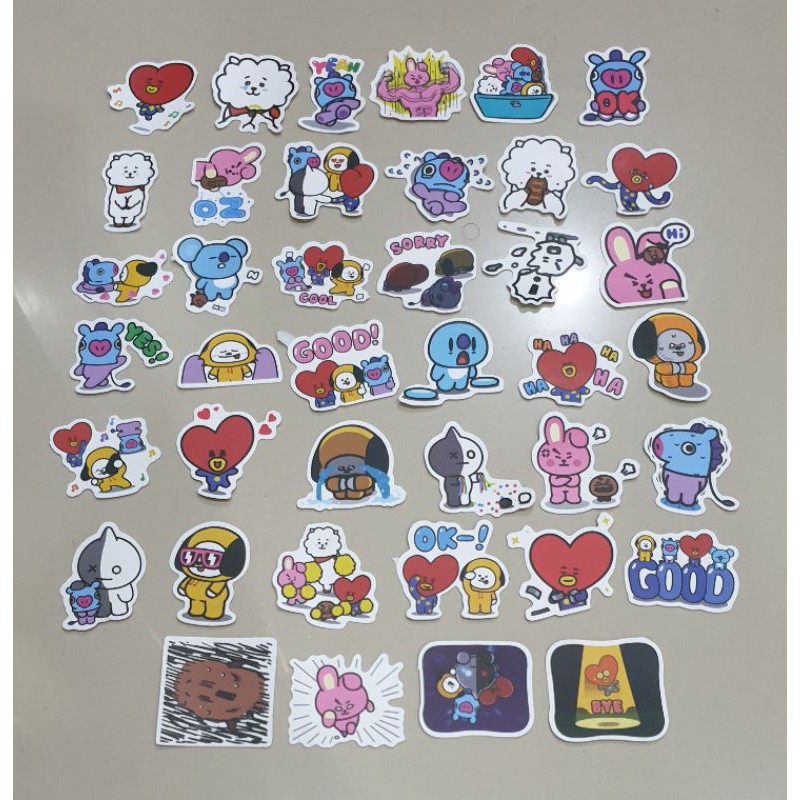 40 Pcs Stiker Kpop Type B Decal BTS Boys bt21 Kartun untuk Scrapbook