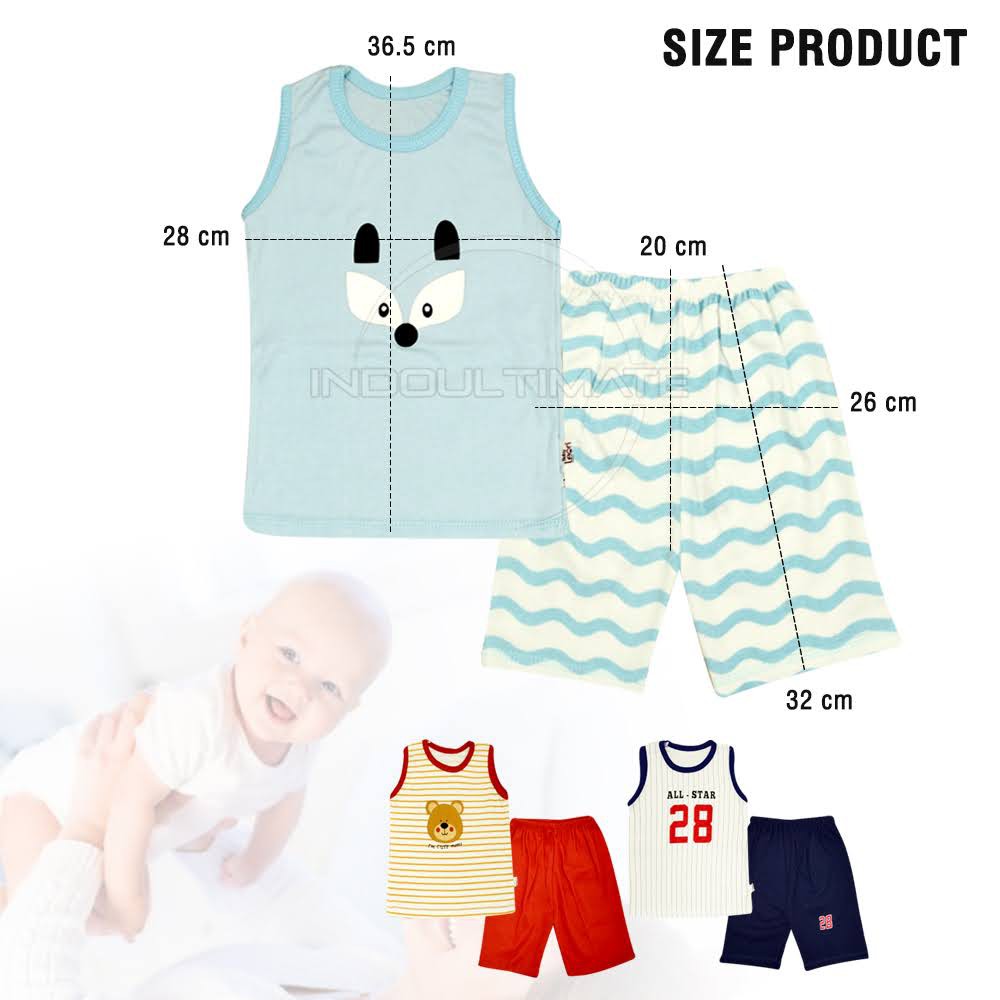 Setelan Baju Bayi Kutung BABY LEON (1-2 Tahun) GY-06-12 baju singlet Lekbong bayi unisex