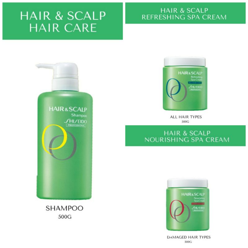 SHISEIDO Hair color & Scalp hair (PAKET) SHAMPOO + Nourishing Atau Refreshing Spa Cream