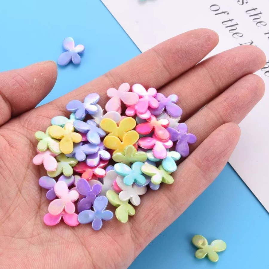 ISI 40PCS MANIK MOTE AKRILIK KUPU MINI SUSU PELANGI TIPE 2 BAHAN KERAJINAN TANGAN DIY CANTIK BERKUALITAS