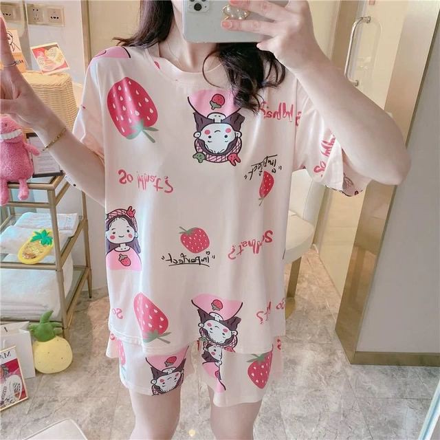 Set setelan Piyama IMPORT Lengan Pendek Baju Tidur Wanita qood quality