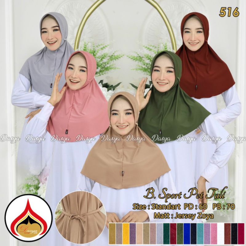 Hijab Bergo Sport Pet Tali Bahan Jersey Premium Jilbab Olaraga Muslim