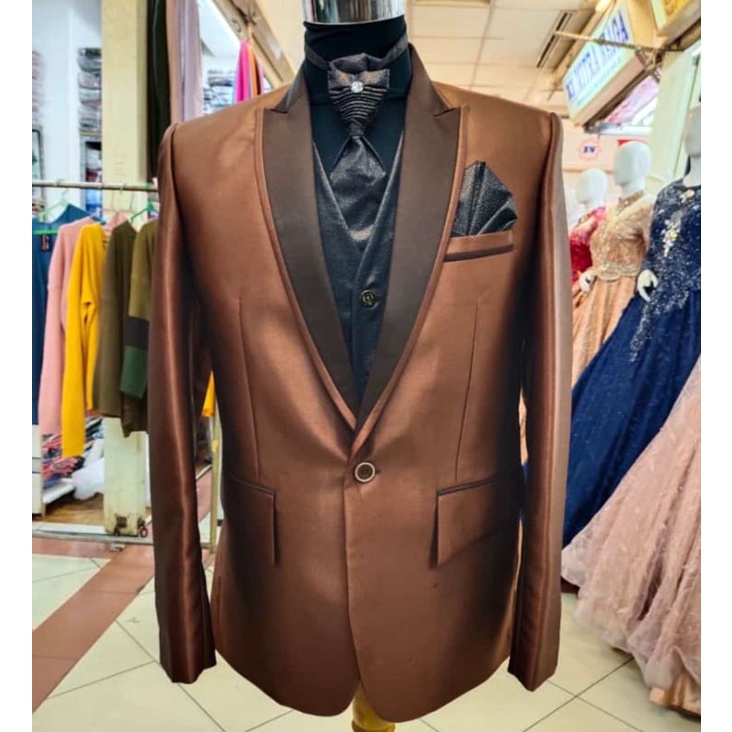 Jas pengantin semi woll premium teracotta /jas wedding coklat bata/jas formal pria