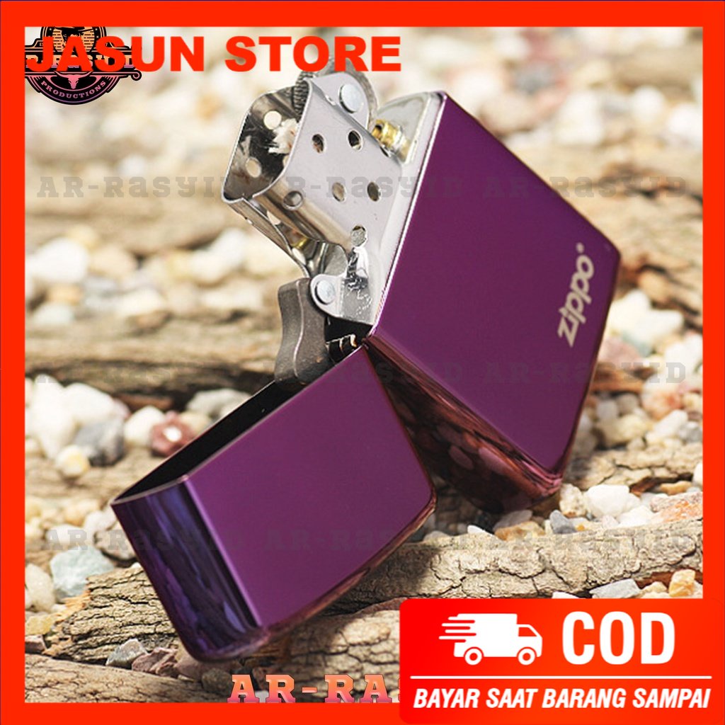 BISA COD! Korek Api Minyak Zippo Purple Ice Light Ungu Logo 24747 ZL