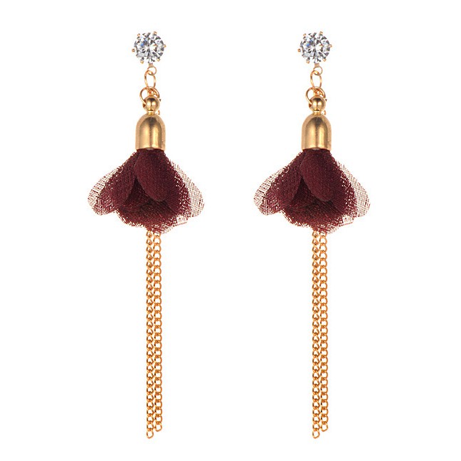 LRC Anting Tusuk Fashion  Flower Shape Decorated Tassel