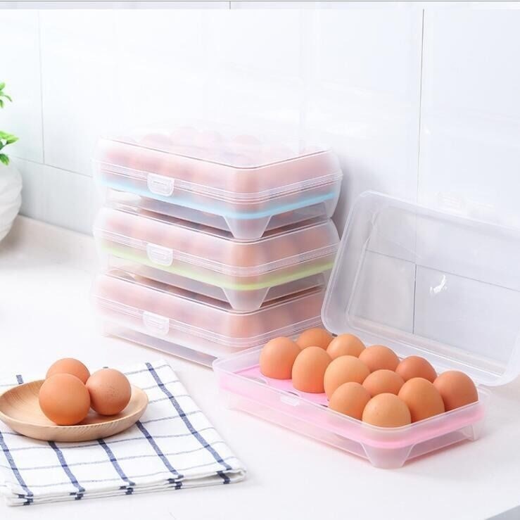 Kotak Tempat Penyimpanan Telur 15 Lubang Sekat / Egg Box Storage Organizer