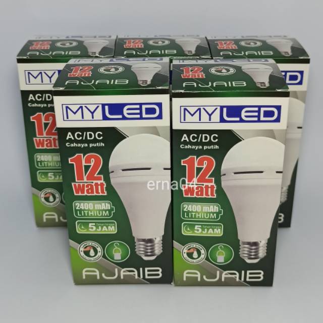 MYLED Lampu LED Emergency AC/DC 12 Watt (Paket 5 Pcs)