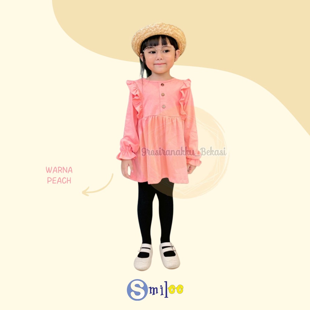 Tunik Anak Kaos Smilee Hamida Mix Warna 1-5Tahun