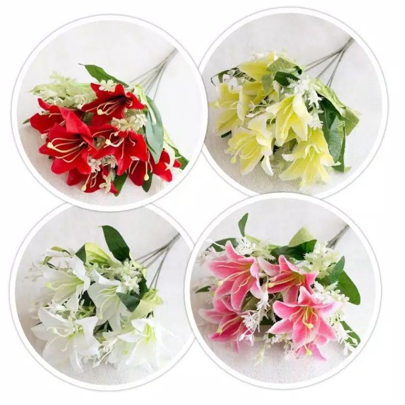 BUNGA LILY ARTIFICIAL / LILY BUNGA PLASTIL / LILY DEKORASI-4