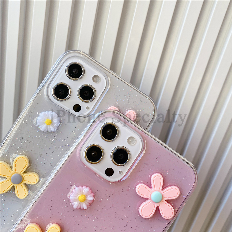 【Lanyard iphone case】 bracelet Suitable for iPhone12pro Max 11pro Max Xs Max XR 7/8 / SE 7+ 8+ 6 SPlus Bunga 3D mengkilap