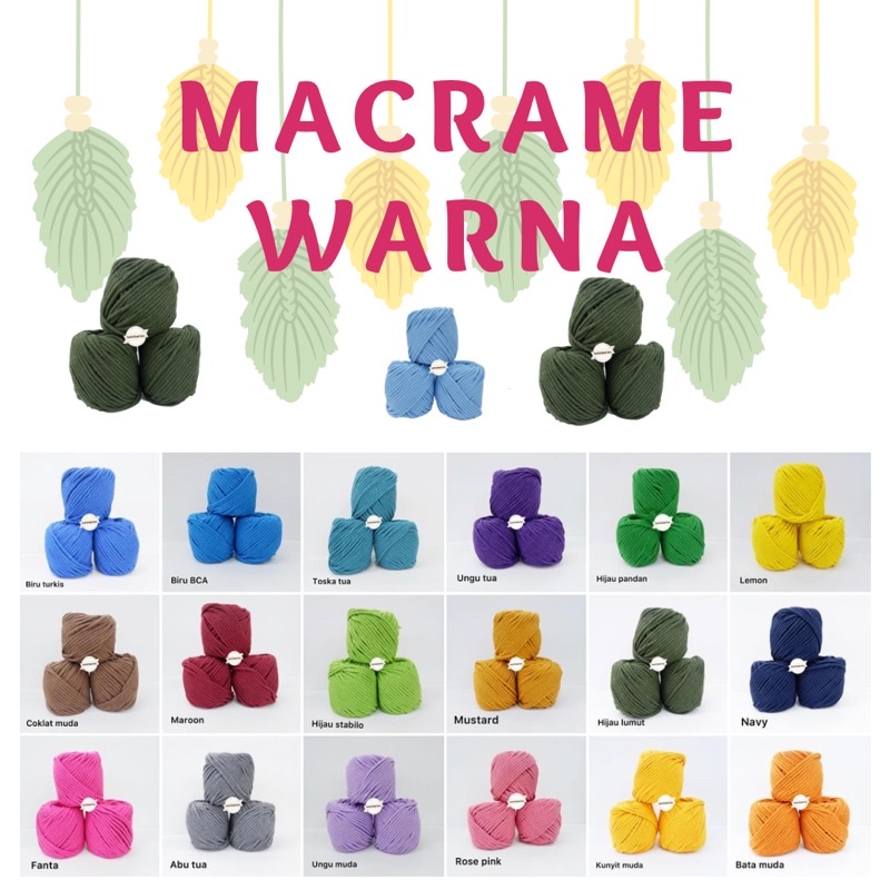 (pcs) TALI MACRAME WARNA / BAHAN KEYCHAIN / TALI MACRAME / TALI KATUN