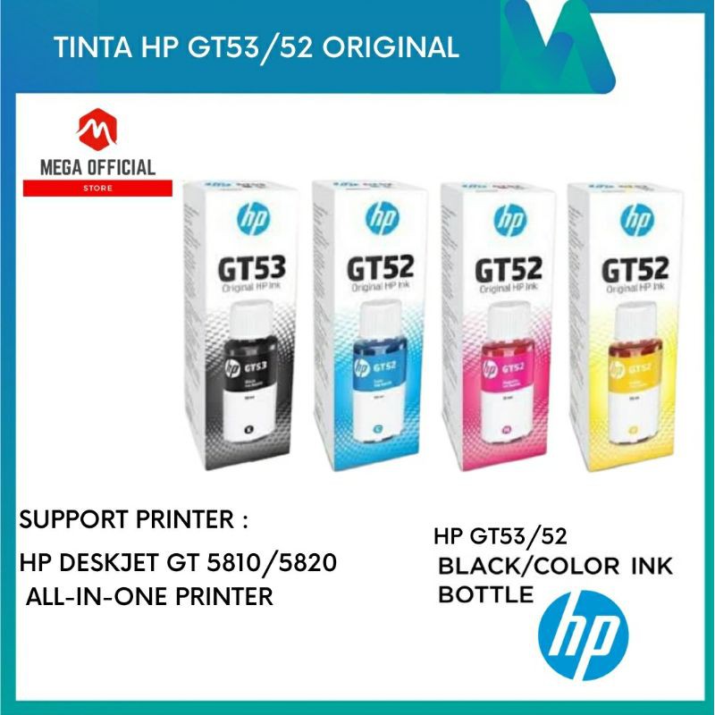 Tinta Hp GT 53 &amp; GT 52 Original untuk GT 5810 GT 5820 (Harga Per Botol)