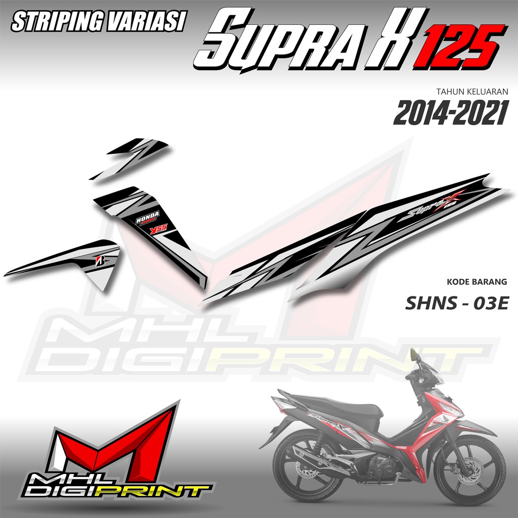 STRIPING VARIASI SUPRA X 125 - STIKER SUPRA X 125 GENERASI TERAKHIR - SHNS 03