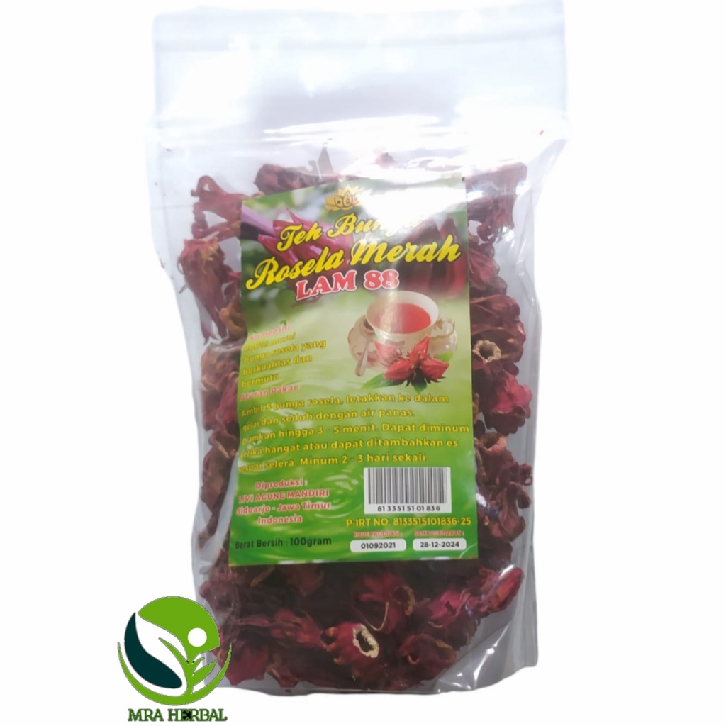 

MH TEH BUNGA ROSELLA MERAH KERING LAM 88 ROSELLA 100 Gr Merah