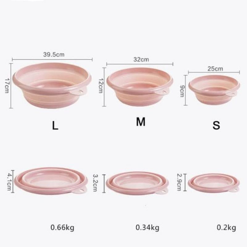 BASKOM LIPAT PORTABLE TEMPAT / WADAH SERBAGUNA / Baskom 3 in 1 Plastik Folding Lipat Rumah Tangga Portable Multifungsi Bahan Plastik Silikon