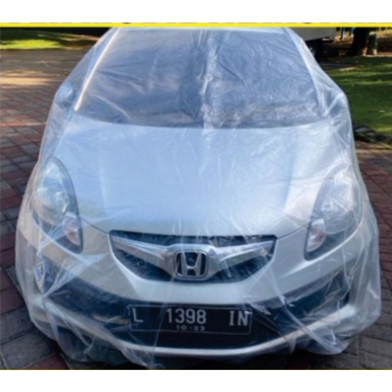 cover mobil transparan bahan plastik waterproof ukuran brio dan sejenisnya