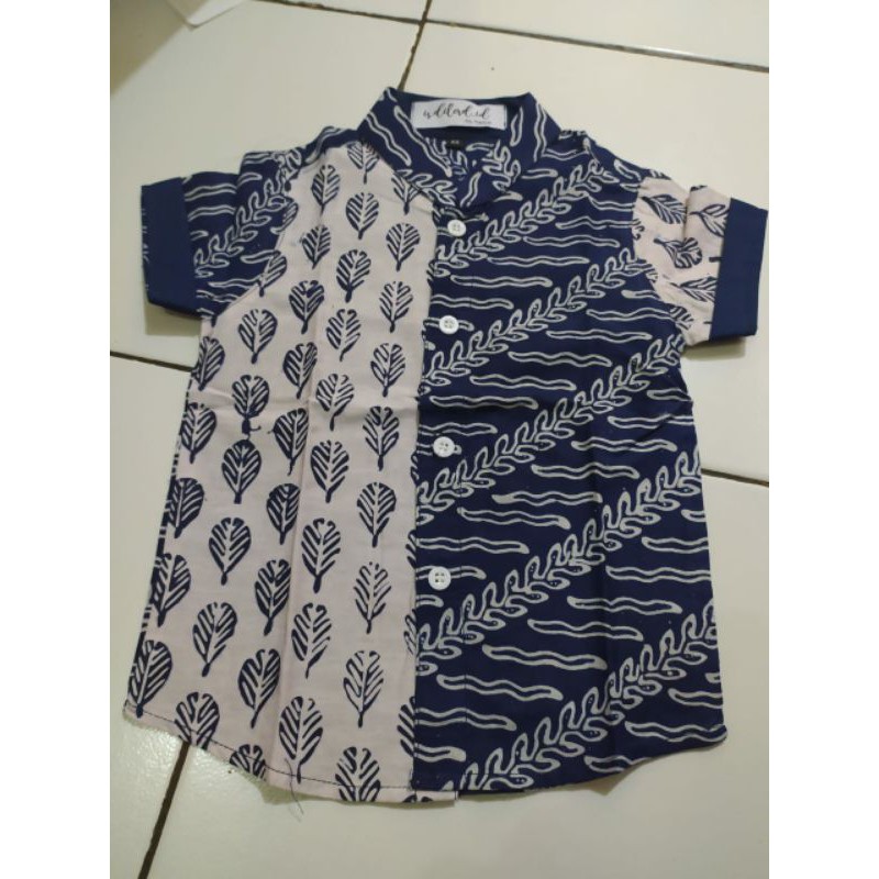 Batik Anak Size S (Ready Stock)-Navy daun