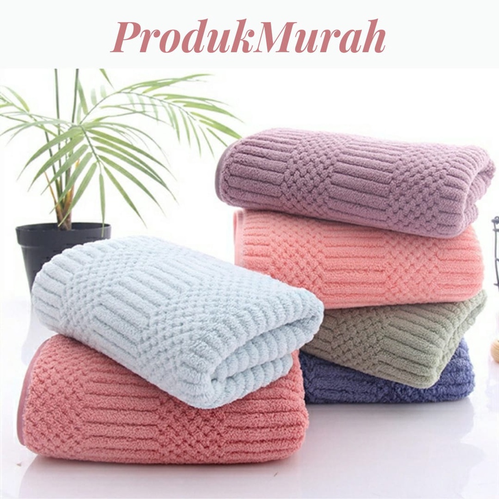 Handuk mandi bulu 70cmx140cm / handuk dewasa / polos salur besar daya serap tinggi dan lembut