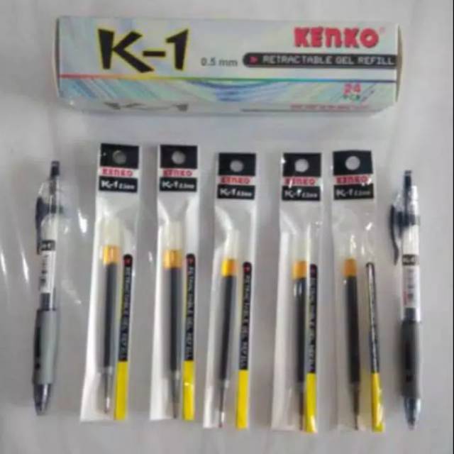 

Refill gel kenko k 1 satu kotak isi 24 refill 0,5mm dan 0,7 mm tinta hitam dan biru