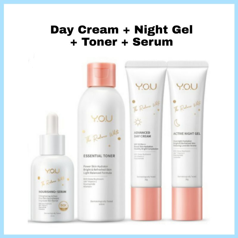 You The Radiance White Series Paket (Day Cream/Night Gel/Nourishing Serum/Facial Foam/Toner)