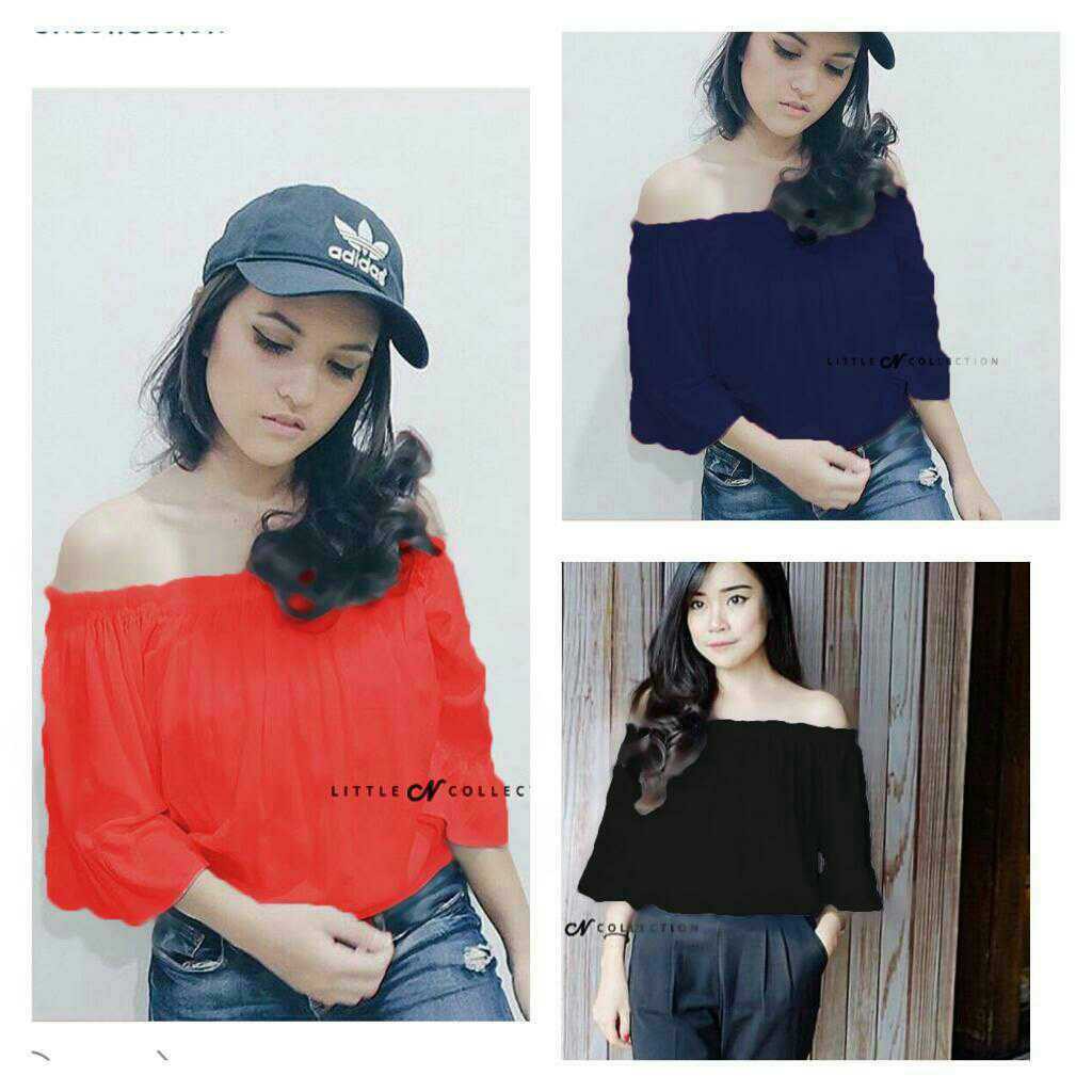 [poplin top 3/4 RO] Blouse Wanita Twiscont Varian Warna