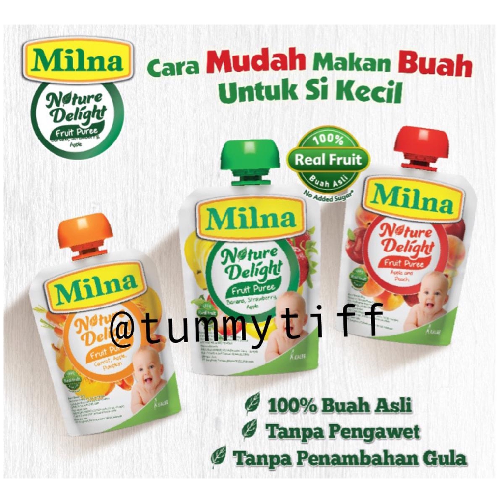 homimart I Milna Nature Delight Fruit Puree 80g / jus buah bayi / Mpasi bayi MILNA NATURE DELIGHT Fruit Puree 80g / Mpasi bayi