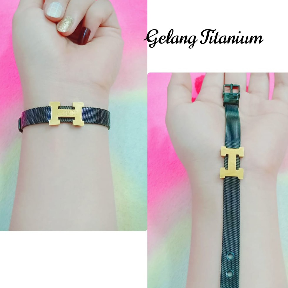 GELANG TITANIUM TALI JAM PASIR HITAM