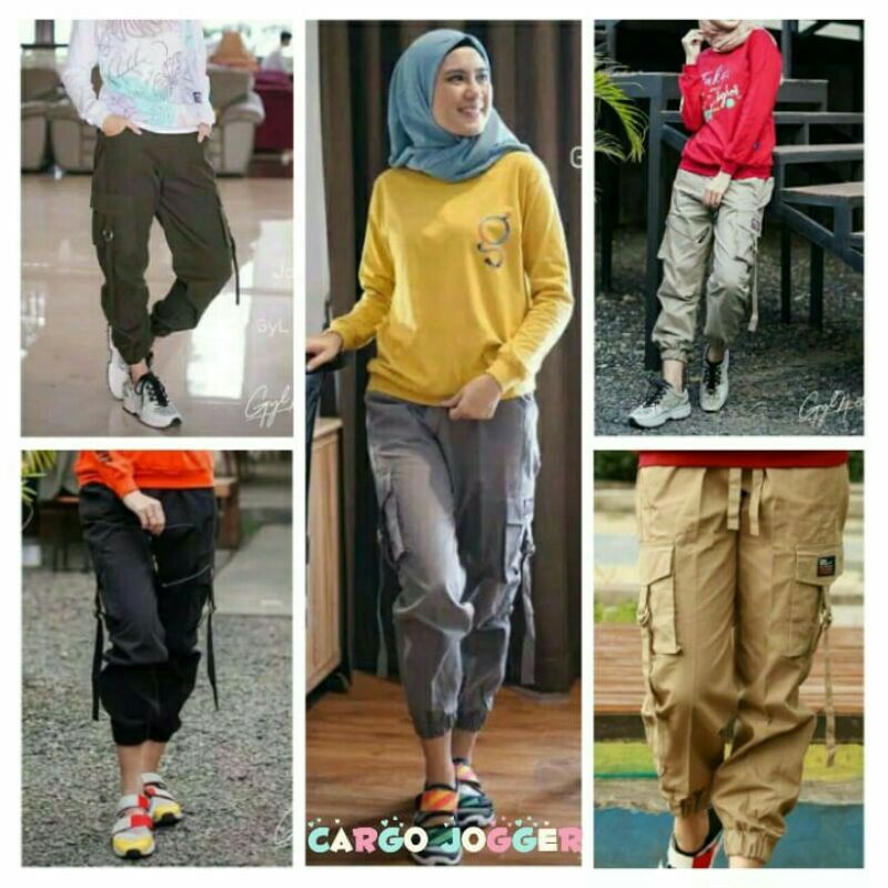 (M L XL XXL 4L 5L) 40-85kg Celana jogger wanita cargo pants Celana Baggypant