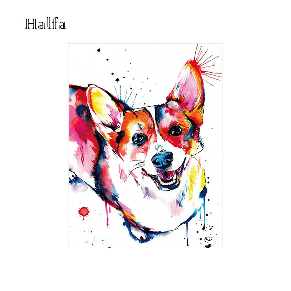 Hl Lukisan Cat Air Gambar Anjing Corgi Lucu Tanpa Bingkai Untuk