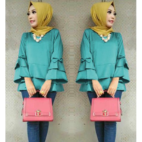 [Blouse Nasya varian warna  SW] blouse wanita wolly crepe TOSCA/ABU/MOCCA/MARON/BROKENWHITE/NAVY